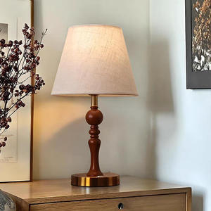American Retro Style Simple Modern <b>Bedside</b> Lamp with Warm and Romantic Solid <b>Wood</b> <b>Table</b> AC Powered Home Room Study Lamp - Product Image 3