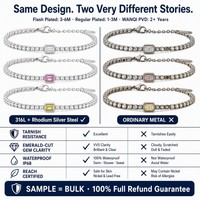 Bracelet Chaîne Tennis en Acier Inoxydable Anti-ternissement pour Femme, Personnalisé, avec Zircone Cubique et Cristal, Vente en Gros
