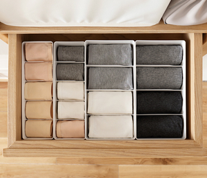 ที่จัดระเบียบลิ้นชักและตู้เสื้อผ้าแบบแบ่งช่องพลาสติก4หรือ5,ที่จัดระเบียบลิ้นชักชุดเดรสชุดชั้นในผูกถุงเท้าผ้าพันคอ - Product Image 6