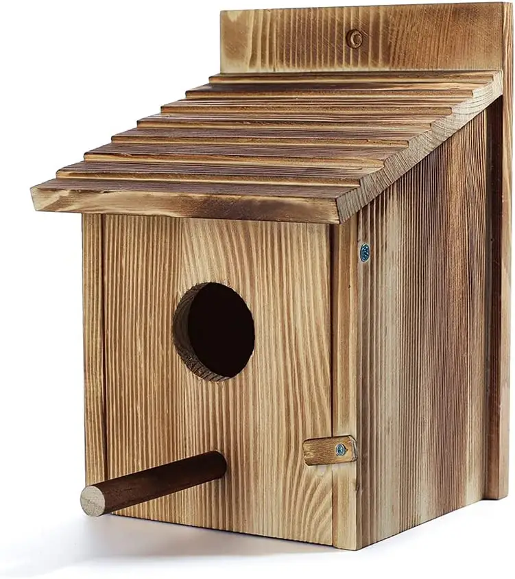 Custom wood bird House for outdoor with pole wood Bird House for Finches Bluebird Cardinals Hanging Bird House Garden country co