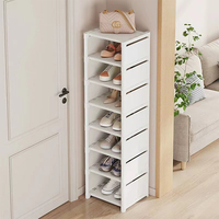 Meuble de rangement pour chaussures en bois avec housse anti-poussière, forme rectangulaire, type sur pied, pour salon et salle de bain