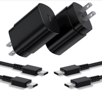 Chargeur de type C Lot de 2 chargeurs muraux USB 25W PD Bloc de charge super rapide Câble de téléphone Android de 6 pieds pour Samsung Galaxy
