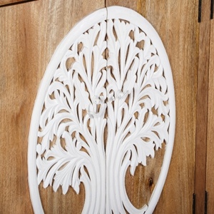 Hand-Carved Wooden <b>Sideboard</b> Cabinet with Tree of Life Design Solid Wood <b>Storage</b> Console with Metal Base Luxury Living Room - Product Image 5