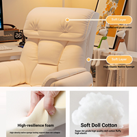Sillón de Oficina Reclinable Cómodo para el Hogar, Asiento Ajustable en Altura con Superficie de Tela, Sofá para Dormitorio de Niñas