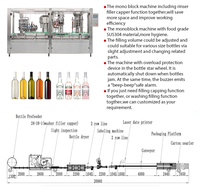 Ligne de machines automatiques électriques de remplissage et de bouchage de vin pour la vodka, le champagne et le traitement des boissons en bouteilles de verre