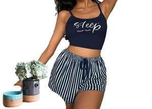 Annshine – Pyjama suspendu pour femme, motif rayé et lettres, en soie de lait, ensemble décontracté imprimé lettres – Ventes flash - Product Image 6