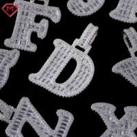 Colgante de Moissanita con Letra Inicial en Plata de Ley 925, Joyería Hiphop, Diamante VVS, Colgante de Moissanita en Stock