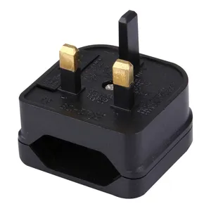 BS-5732 Portable EU Plug to UK Plug Adapter, Power Socket Travel Converter with Fuse