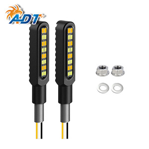 ไฟเลี้ยวมอเตอร์ไซค์ ADT Universal สีขาวเหลืองแบบไหล พร้อมไฟวิ่งกลางวัน DRL และไฟเลี้ยวแบบกระพริบ - Product Image 1