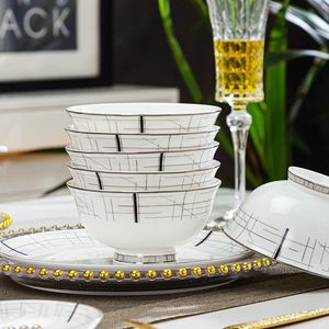 Ventas directas de fábrica <span class=keywords><strong>del</strong></span> nuevo juego de vajilla Very Simple Wind de 30 piezas de porcelana china de hueso, vajilla de esmalte gris para seis personas - Product Image 3