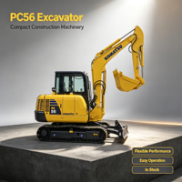 Excavatrice Komatsu PC56 de 5 tonnes à vendre, d'origine japonaise, faible nombre d'heures, godet de 0,22 m³, moteur turbo S4D87E-1, vente en gros directe d'usine