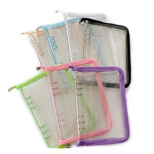 Color brillo claro <span class=keywords><strong>A5</strong></span> hoja suelta anillos carpeta cubierta con cremallera cerrado presupuesto carpeta PVC sobre bolsillo cuaderno planificador tarjeta - Product Image 1