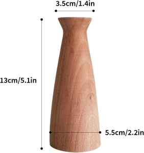 Vase à fleurs en bois massif minimaliste nordique, petites bouteilles décoratives en bois faites à la main pour fleurs séchées, taille personnalisée - Product Image 2