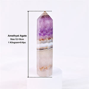 Bulk Großhandel Lila Achat Punkt Kristall Handwerk Natürlicher Amethyst Turm Amethyst Mexiko Achat Zauberstab zur Heilung - Product Image 4