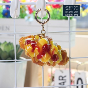 New 3D Simulation Resin Fruit Croissant Keychain Strawberry Blueberry Mango Food Play Key <b>Ring</b> Bag Purse DIY Craft Decor - Product Image 5
