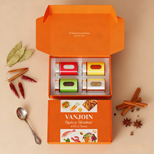Lot de 4 pots d'assaisonnement pour condiments de <span class=keywords><strong>luxe</strong></span> 90ml Bouteille en verre pour cuisine, sel et poivre avec boîte cadeau - Product Image 2