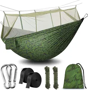 Woqi yeni stil sıcak satmak baskılı askeri kamp cibinlik hamak ile ağaç kayışları ve 100% yırtılmaz paraşüt naylon