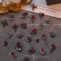 Nouveaux accessoires de nail art Paso Sico style sombre, breloques vintage en métal (croix, cœur, crâne), alliage, zircon, strass, rétro, Vixen