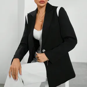 Custom Black White Contrast Layered Blazer Long Sleeves Notched Collar Blazer Colorblock Long Sleeve Suit Blazer Jacket