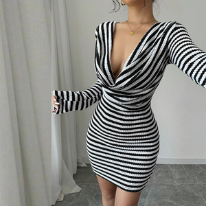 IStapromo Gifts Cadeaux de bienvenue Robe longue moulante élégante à manches longues pour filles, style club sexy, côtelée, écologique, faite à la main - Product Image 6