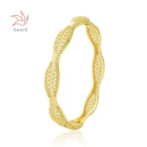 Grace 2024 Direct Supplier Direct Supplier 24K Gold Brass Bracelet Luxury Indian Jewelry Bangles Wholesale