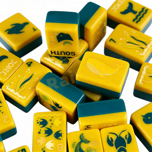 Tuiles de Mahjong Américaines Jaunes à Motif Personnalisé, Quatre Couches, pour le Divertissement et les Fêtes de Famille - Product Image 2
