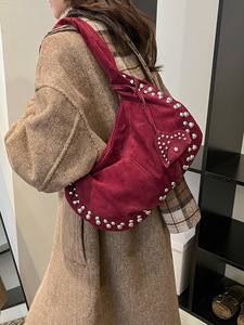 Phụ Nữ Cổ Điển Vai Vegan Da Lộn <span class=keywords><strong>Studded</strong></span> Đinh Tán Ví Thiết Kế Tôn Tạo Bohemian Carryall Túi Xách <span class=keywords><strong>Hobo</strong></span> Tote Túi - Product Image 4