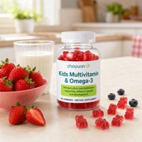 Complément alimentaire multivitaminé pour enfants, gommes multivitaminées végétaliennes aromatisées, OEM, étiquette privée, vente en gros avec oméga 3 pour enfants