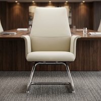 Chaise de visiteur de direction moderne en cuir blanc haut de gamme à dossier moyen chaise de réunion de bureau de salle de réunion