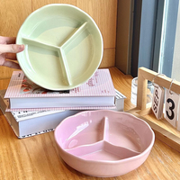 Assiette de contrôle des portions en céramique à 3 compartiments, réutilisable, plat bariatrique pour enfants et adultes, compatible micro-ondes et lave-vaisselle