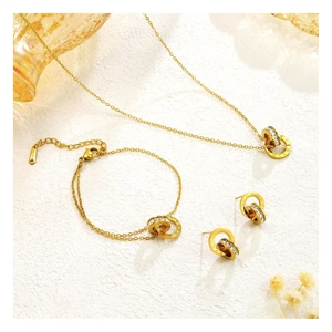 Vente en gros de parures de colliers avec chiffres romains, ensemble de bijoux pour femmes serti de diamants - Product Image 1