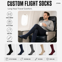Chaussettes de compression personnalisées pour le voyage, chaussettes de vol pour longs trajets, confortables, vente en gros OEM, conception gratuite, support de marque privée