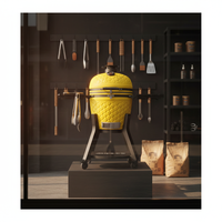 Barbecue Kamado en céramique AUPLEX jaune de 22 pouces XXL, fumoir au charbon de bois avec logo personnalisé