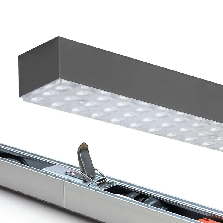 Yüksek kaliteli endüstriyel Led lineer tavan lambası 130lm 70W Led asma tavan aydınlatması depo süpermarket için