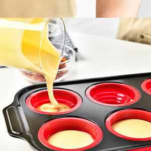 Juego de moldes plegables de silicona antiadherentes para hornear, estilo prensa, de fácil desmolde, para pan, muffins, cupcakes, chocolate y chiffon cake. - Product Image 4