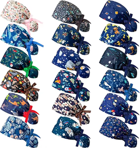 Cappello Chirurgico Personalizzato con Fiocco per Coda di Cavallo, 100% Cotone, Regolabile con Nastro, per <span class=keywords><strong>Capelli</strong></span> Lunghi, per Infermieri e Medici - Product Image 1