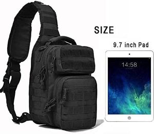 Sac à <span class=keywords><strong>bandoulière</strong></span> tactique camouflage Oxford 600D pour hommes et femmes, pour activités de plein air, avec sangle MOLLE, imperméable, <span class=keywords><strong>bandoulière</strong></span> rembourrée (noir) - Product Image 2