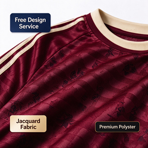 Maillot de football personnalisé QuestLink, design <span class=keywords><strong>gratuit</strong></span>, logo d'équipe pour hommes et jeunes, jacquard polyester, uniforme de football rétro - Product Image 2