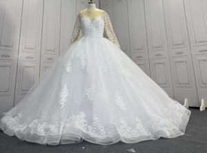 Polyester blanc haute qualité africaine <span class=keywords><strong>2023</strong></span> mariée civile élégante à manches longues <span class=keywords><strong>robe</strong></span> de mariée <span class=keywords><strong>robe</strong></span> de bal - Product Image 2