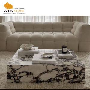 <span class=keywords><strong>Table</strong></span> <span class=keywords><strong>basse</strong></span> rectangulaire en marbre moderne de luxe avec finition lisse et base robuste design sans couture pour le salon - Product Image 1
