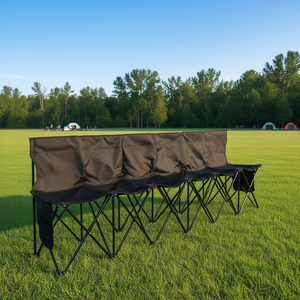 Banco Plegable Portátil de 6 Plazas con Bolsillos de Almacenamiento, Ligero, para Uso en Exteriores, Campamentos, Fútbol y Béisbol - Product Image 2