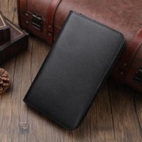 Portefeuille long pour homme ultra-fin avec logo personnalisé, porte-cartes multiples, grande capacité, en cuir PU, style décontracté, tendance coréenne, rétro, avec pince à billets