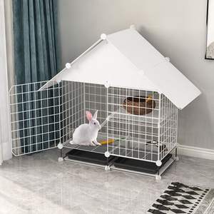 Çift katmanlı kapalı Pet tavşan kafesi büyük ev hollandalı domuz muhafaza ile düğme kapatma anti-cezaevi mola plastik tepsi - Product Image 4