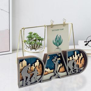 Thiết Kế Mới Bằng Gỗ Thủ Công Mỹ Nghệ Trang Trí Sáng Tạo Của Cha Ngày Nhà Bảng Trang Trí Bằng Gỗ Lễ Hội Nhấp Nháy Ánh Sáng Trang Trí - Product Image 5