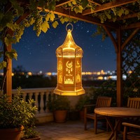 Lanternes LED carrées en plastique pour l'Aïd, durables, étanches, à lumière chaude, pour temples et palais religieux, idéales pour le Ramadan, petites et d'intérieur, vente en gros