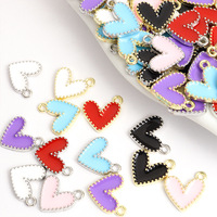 Emaille Gepunte Rand Hart Charm Bedel Zinklegering Goud Zilver 100 Stuks per Batch voor DIY Ketting Armband Sieraden Maken
