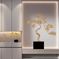 Décoration de bureau et de salon Jinsong : Plante porte-bonheur en cuivre, thème abondance, artisanat de prière et de bénédiction
