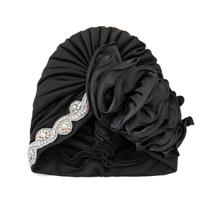 Foulard africain brillant en strass perlé Hijab musulman Bonnet <span class=keywords><strong>Chapeau</strong></span> Turban torsadé pour femmes - Product Image 5