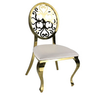 Chaises de salle à manger en acier inoxydable, finition or et argent, idéales pour les mariages, les restaurants, les événements et les fêtes