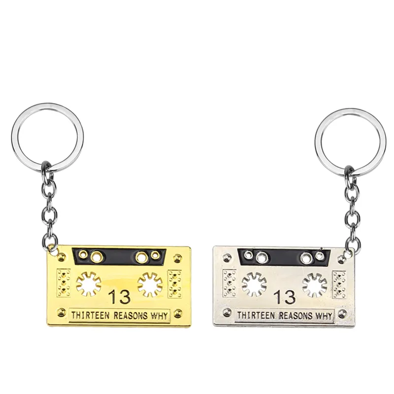 Vintage THIRTEEN REASONS WHY Audio Tape 13 Reasons Why Cassette Tape Silvertone Pendant Metal Keychain